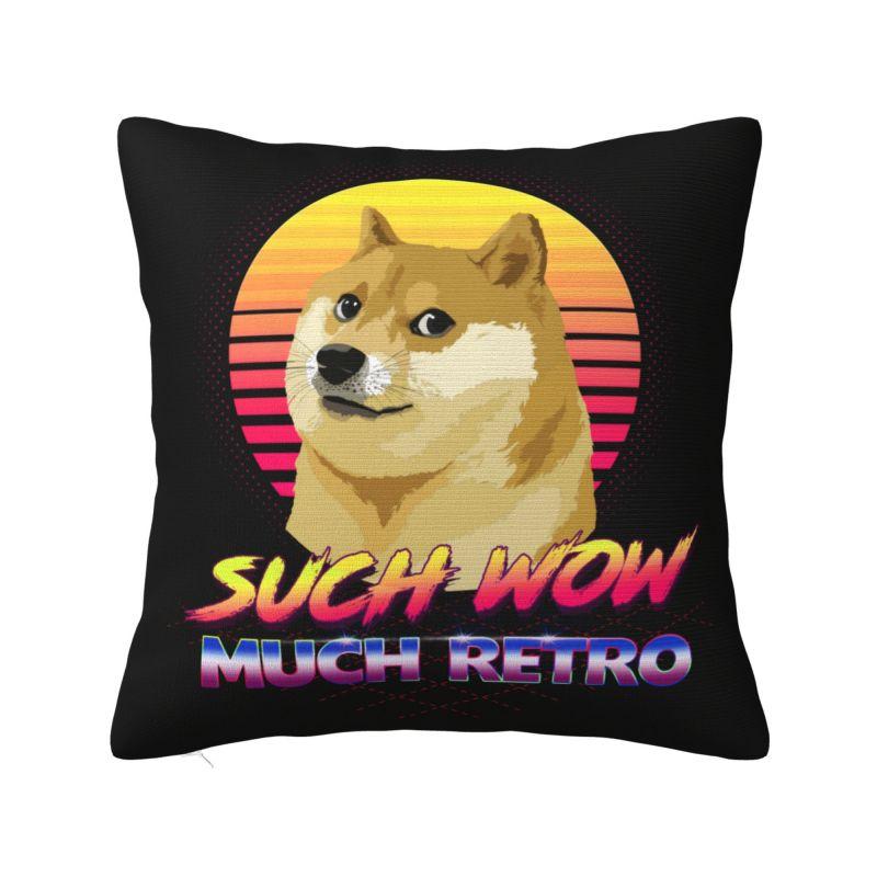 Such Wow Much Retro Cheems Doge Cushion Cover 40x40cm Shiba Inu Velvet Modern Throw Pillow for Sofa 30x30cm 12x12in
