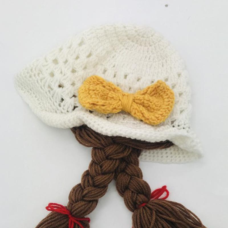 Winter Warm Girls Baby Cute Handmade Twist Ear Protection Wool Hat Children Children Clothing Headwear Cap 2-4Y