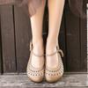 fashion 2024 Retro Hollow Breathable Flat Shoes New Genuine Soft Sole Sandals Versatile Women's Shoes