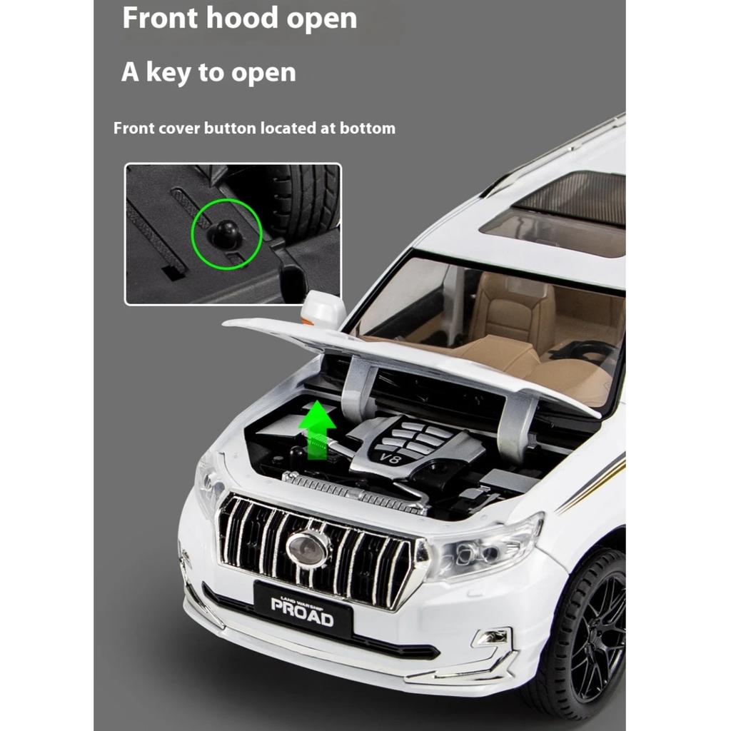 1/18 Scale Toyota PRADO Large Off Road SUV Vehicle Alloy Diecast Metal Car Model Boutique Collection Hobby Decoration Gift for Friend