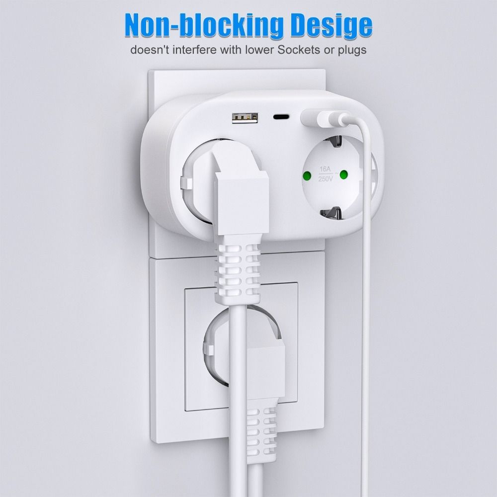 

AC Outlets Power Adapter EU Electrical Socket White Wall Socket Charging білий