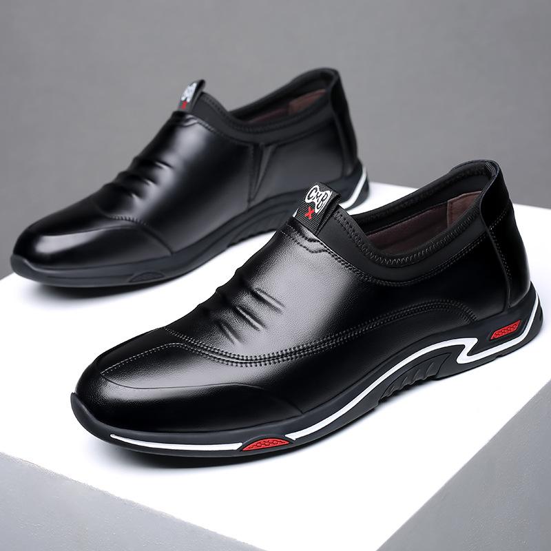 

2025 new real cowhide men s shoes spring and autumn breathable inner height increase men s casual leather shoes board shoes 38