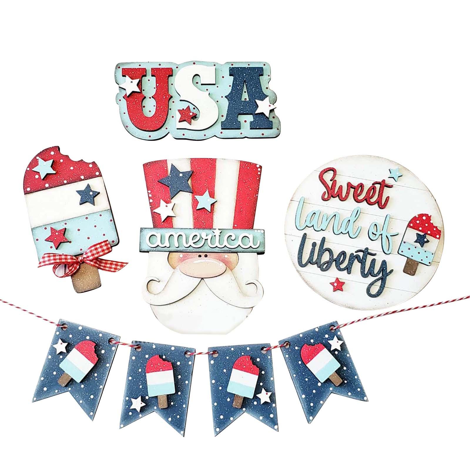 

Украшение подноса ко Дню независимости. Набор деревянных украшений. Деревянные украшения для вечеринок.