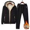 Warm Sport Suit Men 2 Pieces/Set Winter Sportsuit Thermal Hoodies Sets Fleece Tracksuit Windproof Gym Run Sportswear
