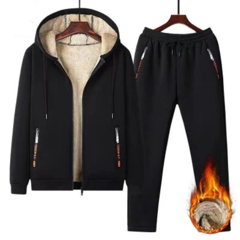 Warm Sport Suit Men 2 Pieces/Set Winter Sportsuit Thermal Hoodies Sets Fleece Tracksuit Windproof Gym Run Sportswear