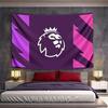 A Crowned Lion Logo Centered On a Purple Background with Pink and Violet Zigzags. Patterned Tapestry for Bedroom and Living Room Home Decor