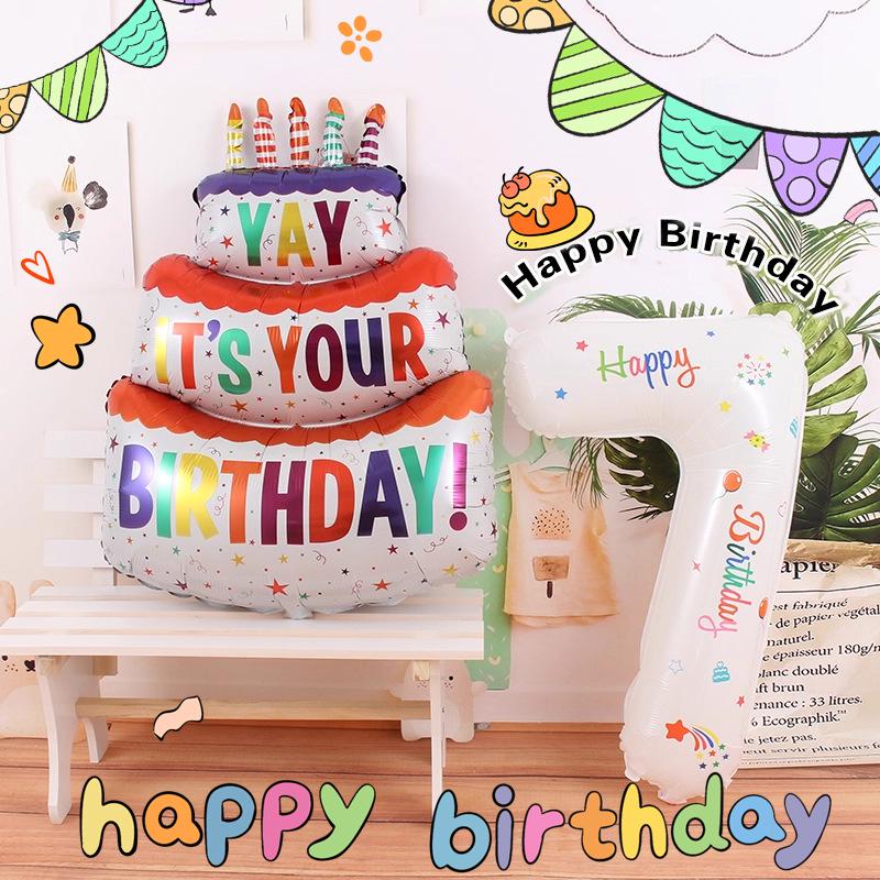32-inch Digital Balloon Decor for Children's Birthday Party - Happy Birthday Photo Props