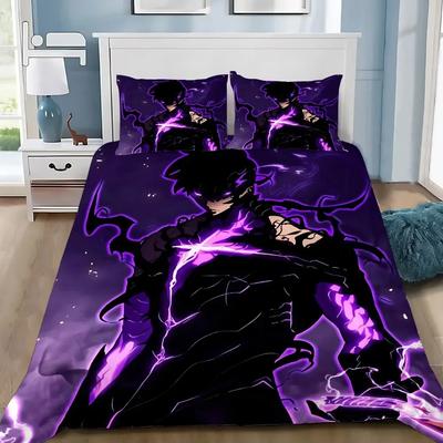 Set Biancheria da Letto 3 Pezzi Anime Stampa 3D SoloS LLeve Copripiumino Federa Singolo Twin Full Queen King Size per Ragazzi Ragazze