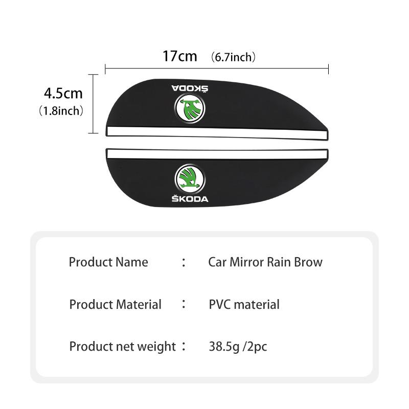 AAABQ1 For Skoda 2PCS Soft Rubber Rearview Mirror Rain Eyebrow Styling Accessories Fabia Kamiq Superb Scala Enyaq-iV MK3 VisionS Yeti