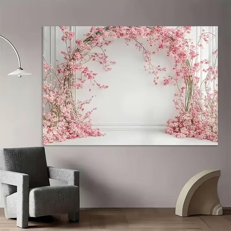 2D Floral Cherry Blossom Backdrop for Baby Shower & Spring Party Decor