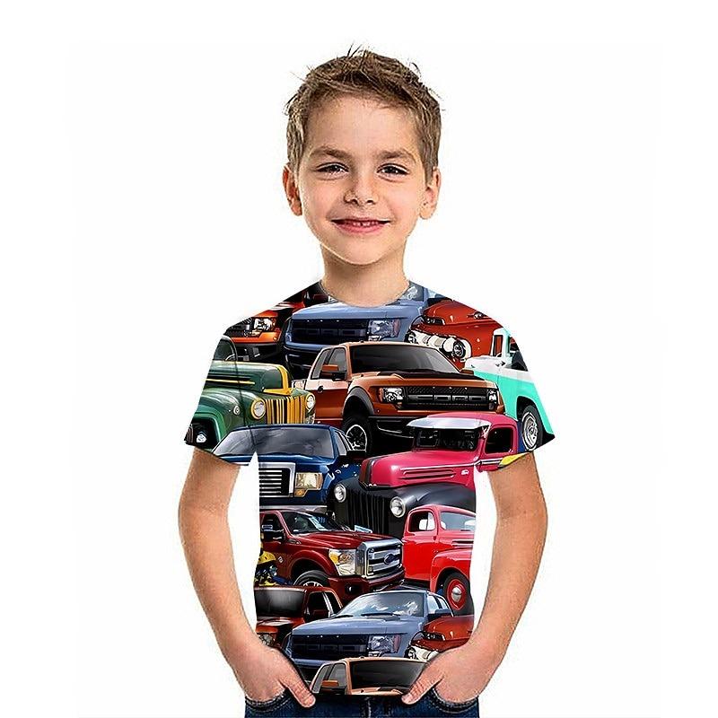 Boys' 3D Graphic Car 3D Print T shirt Tee Short Sleeve 3D Print Summer Active Fashion Cool Kids 3-12 Years