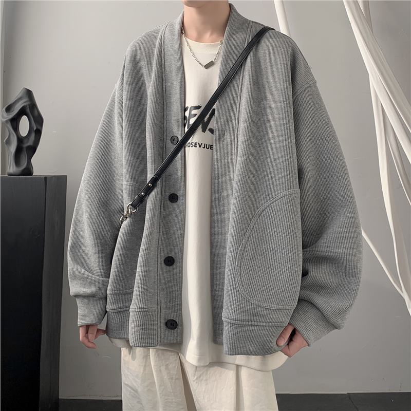 Spring Men's Casual Solid Color Knitted Cardigan