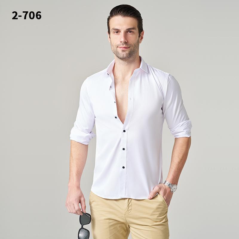 

New-style short-sleeved summer jacket for men: trendy, crease-resistant business shirt for commuting, plain long-sleeved men’s shirt S