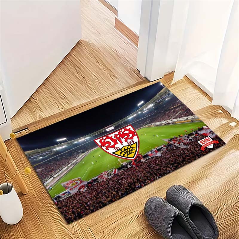 VfB Stuttgart Football Stadium Fans Area Rug, Non Slip Floor Mat for Living Room Bedroom Soccer Fan Home Decor