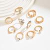 European and American Light Luxury High-end Flower Water Drop Diamond Ring Set Personalized Geometric Stacking Joint Ring Woman