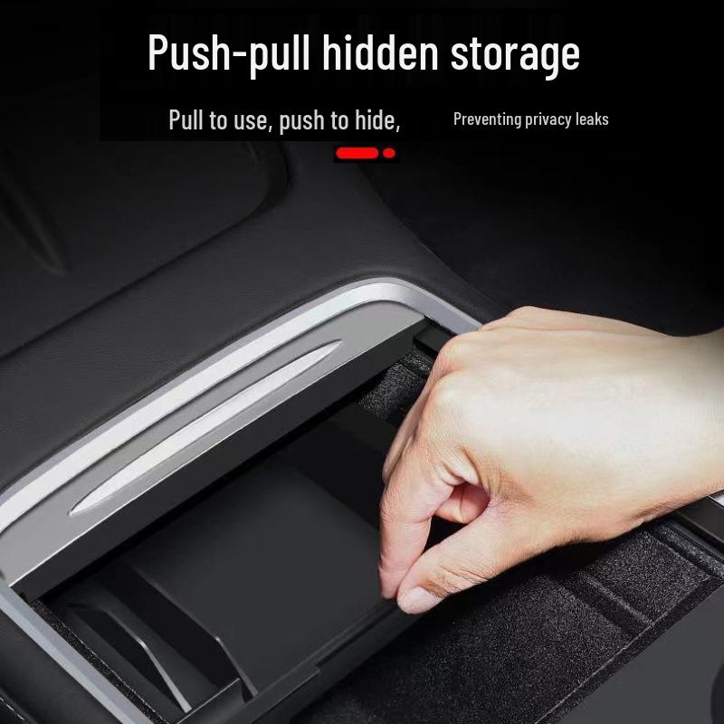 Center Console Storage Box for Model 3/Y - Non-Destructive Installation with Hidden Armrest Screen