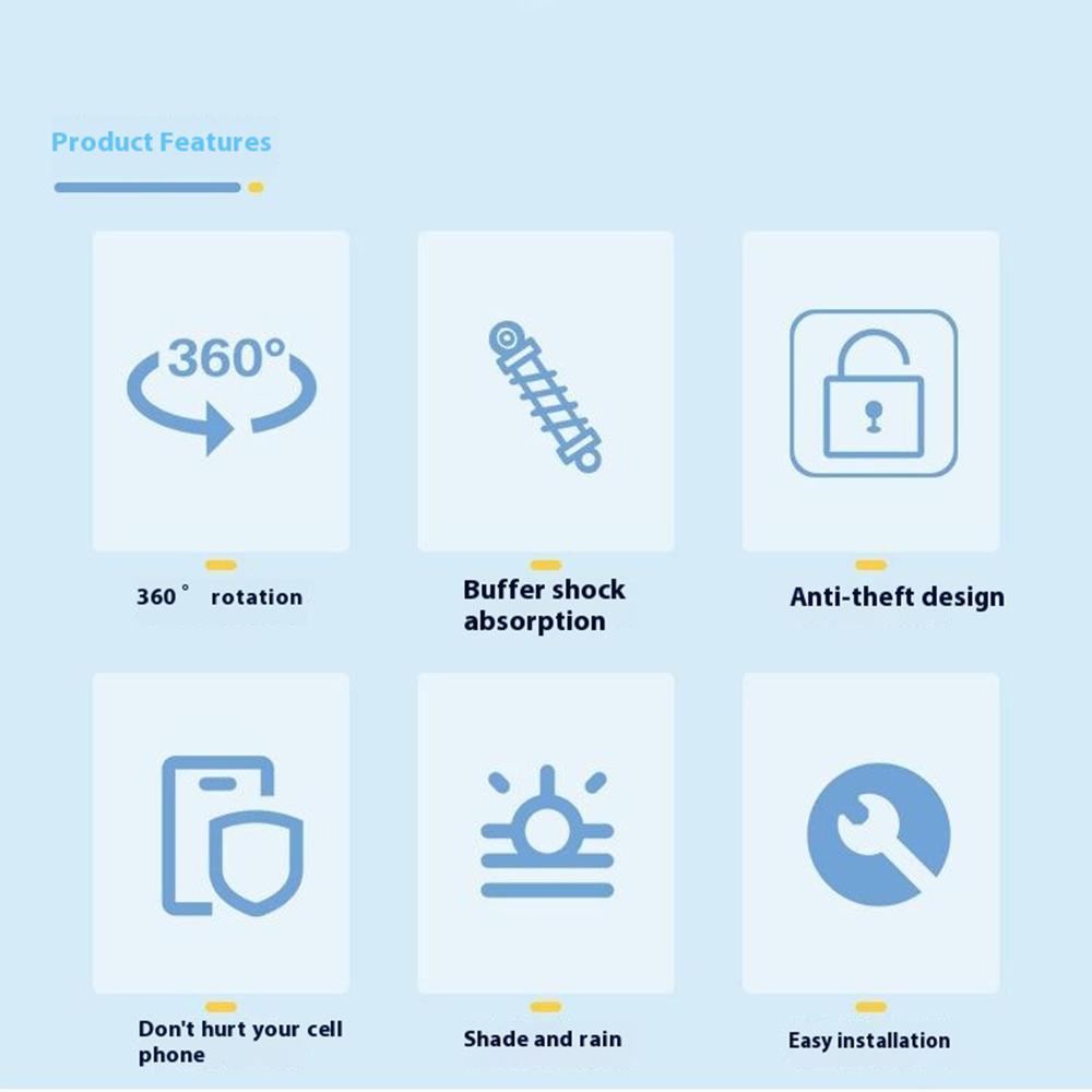 WUPP CS-2056A1 Motorcycle Phone Holder with USB-A+Type-C+Wireless 3-in-1 Charging,Mirror Mount