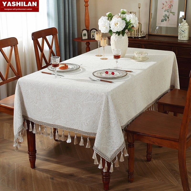 

Скатерть в европейском стиле, ткань хлопок лен, скатерть на кофейный столик, доступная роскошь, современная американская, прямоугольная скатерть, круглая скатерть, отель, рис White Turntable set 80cm