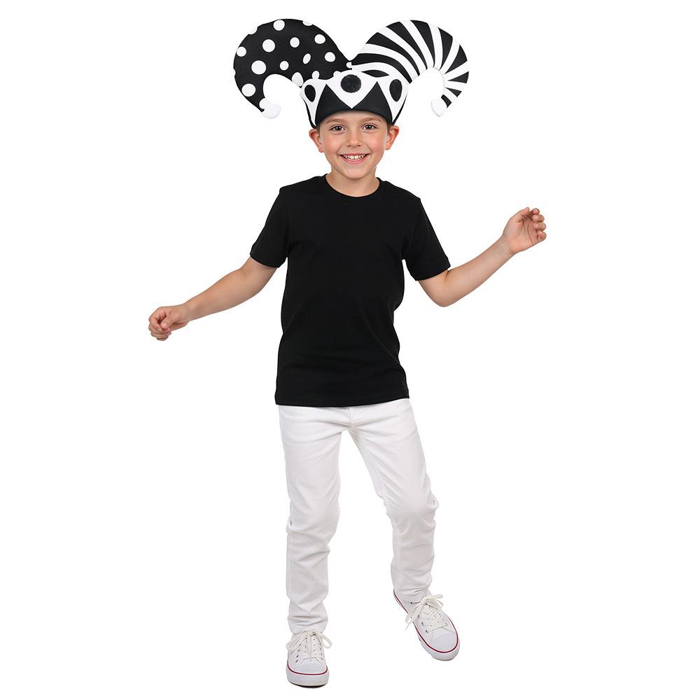 April Fools Day Funny Clown Hat Black White Plaid Polka Dot Party Stage Headwear