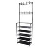 Coat Shoe Rack with Hooks 68.9in 5 Tier Metal Multifunctional Dust Proof Ample Space Coat Shoe