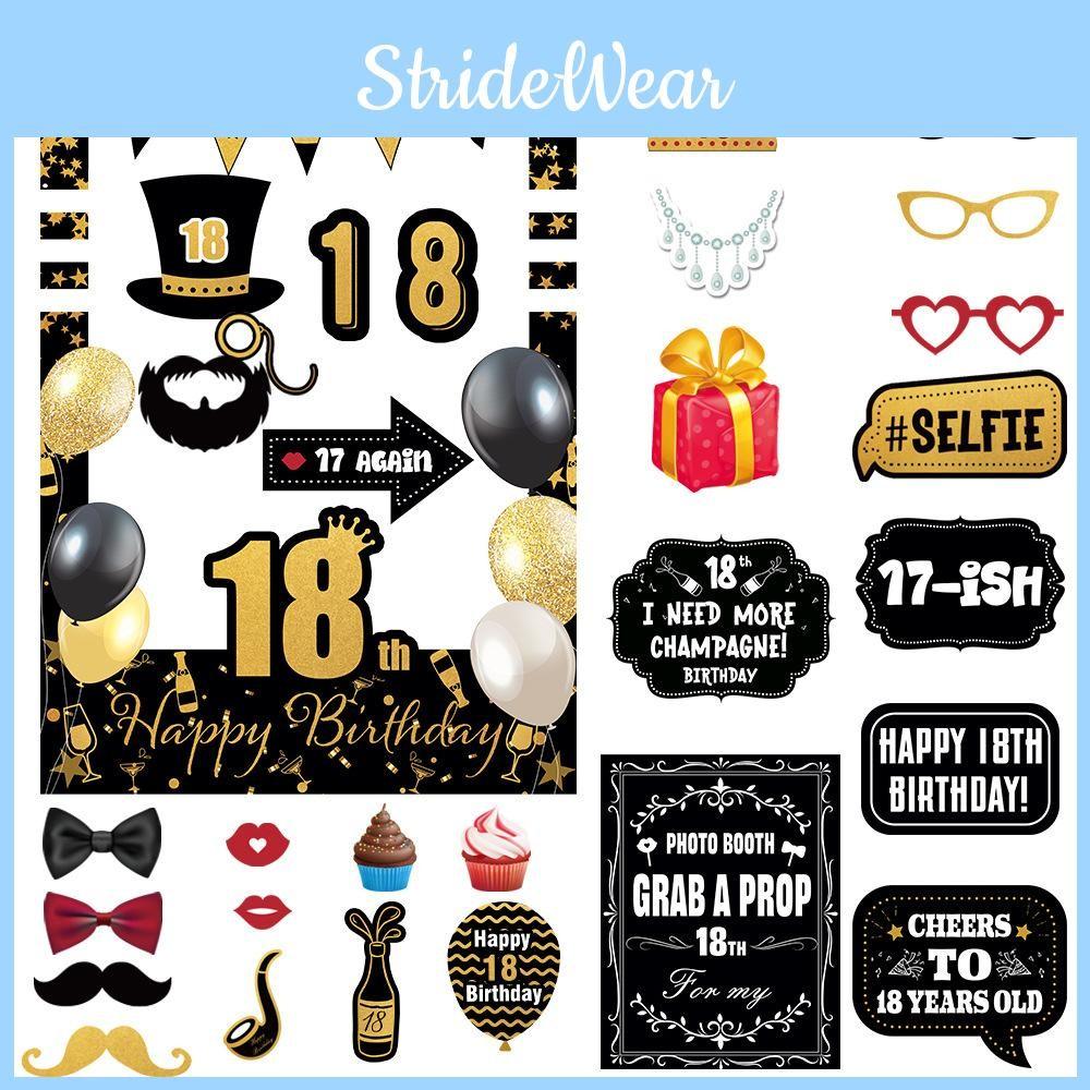 Photo Party Birthday Prop Set With Paper Frame Cartoons Decor For Ages 18 To 80