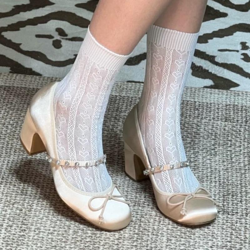 2025 Elegant Woman Summer Round Toe Ballerina Flats Shoes Cute Silk Satin Rhinestone Casual Flats Female Bow Shoes
