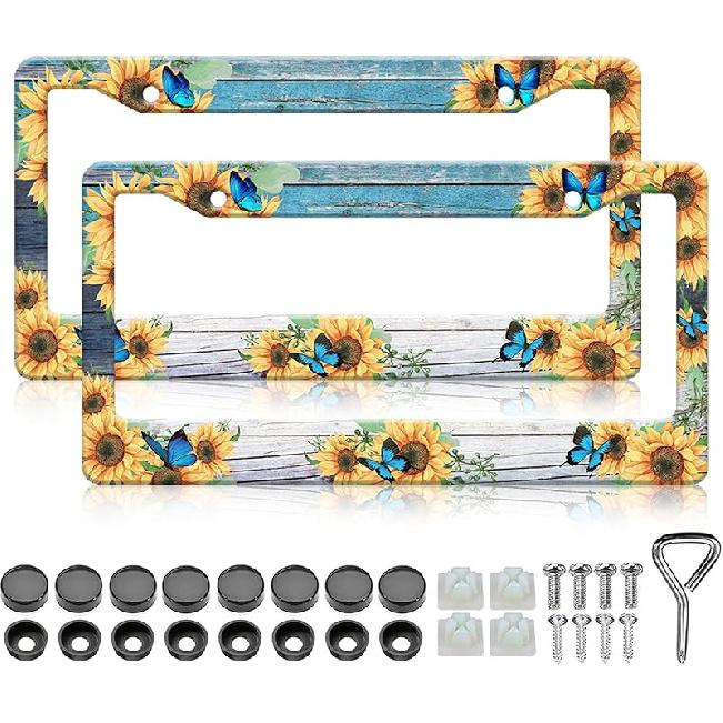 Bat License Plate Frames- 2 Pack Spider Web Goth Gothic Aluminum Metal License Plate Holder Covers Car Accessory, Rust-Proof Waterproof Car