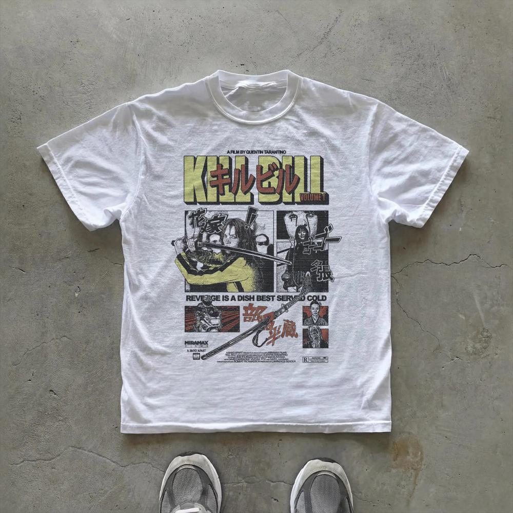 Kill Bill Japanese Graphic TShirt Vintage Unisexga Style Revenge Tee Film Poster Tee Japan Retro Gamer Cult Movie Shirt 2XL