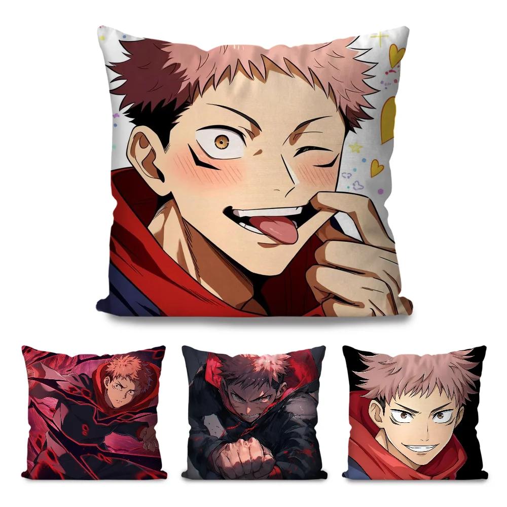 Itadori Yuji Animation Jujutsu Kaisen Pillow Case Square Pillow Bedroom Sofa Leisure ComfortCarLiving Room Home Decoration 40X40