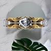 1pc Innovative Design King's Heart Ring Crown Two-tone Zirconia Ring