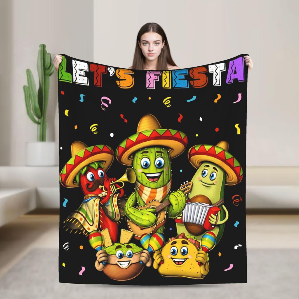Let's Shift Party Fiesta Blanket Mexican Amigo Cinco De Mayo Warm Plush Bedding Throws For Child Bed Flannel Bedspread Bed Cover