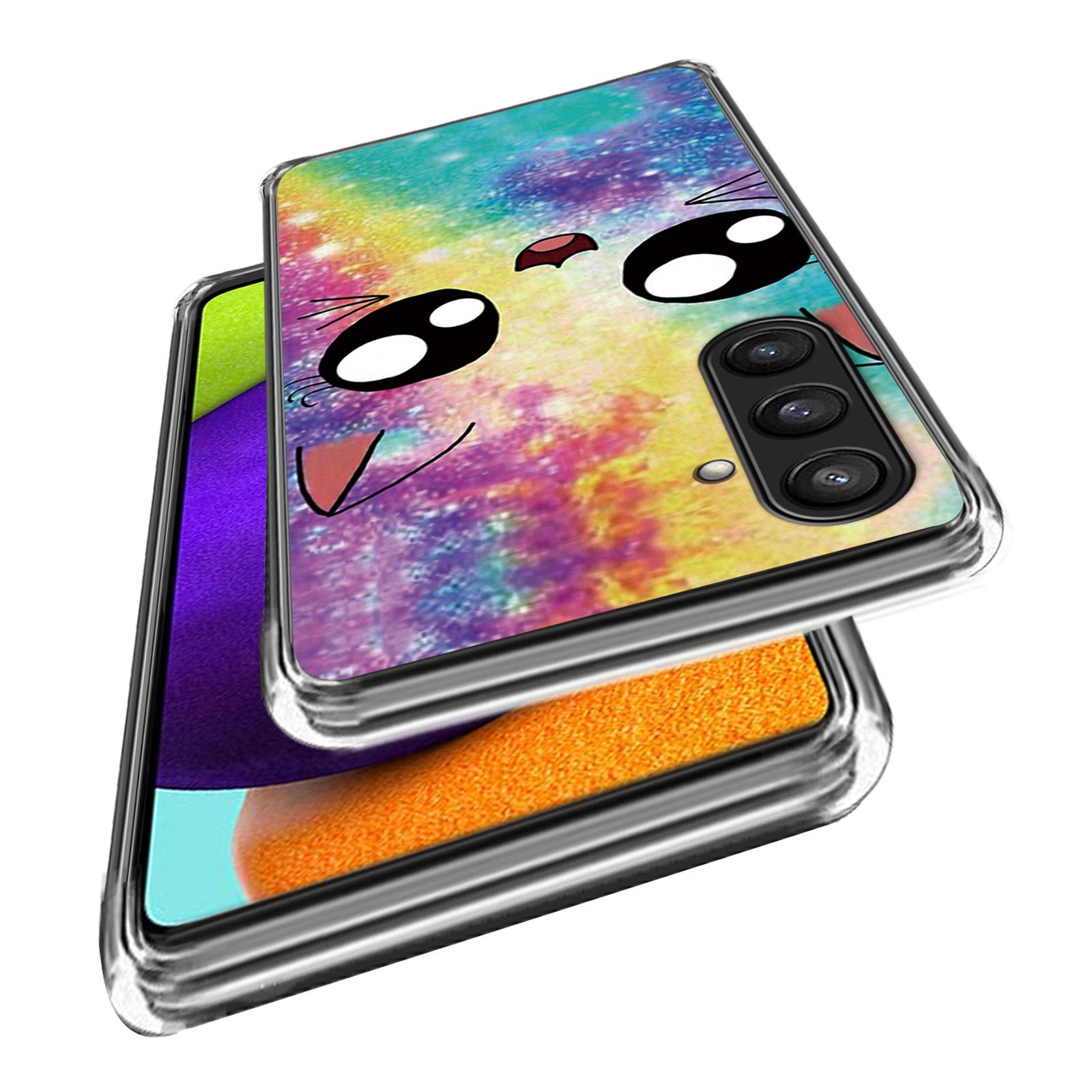 

For Samsung Galaxy S24 Case Pattern Flexible TPU Phone Back Cover Shell Rainbow Cat