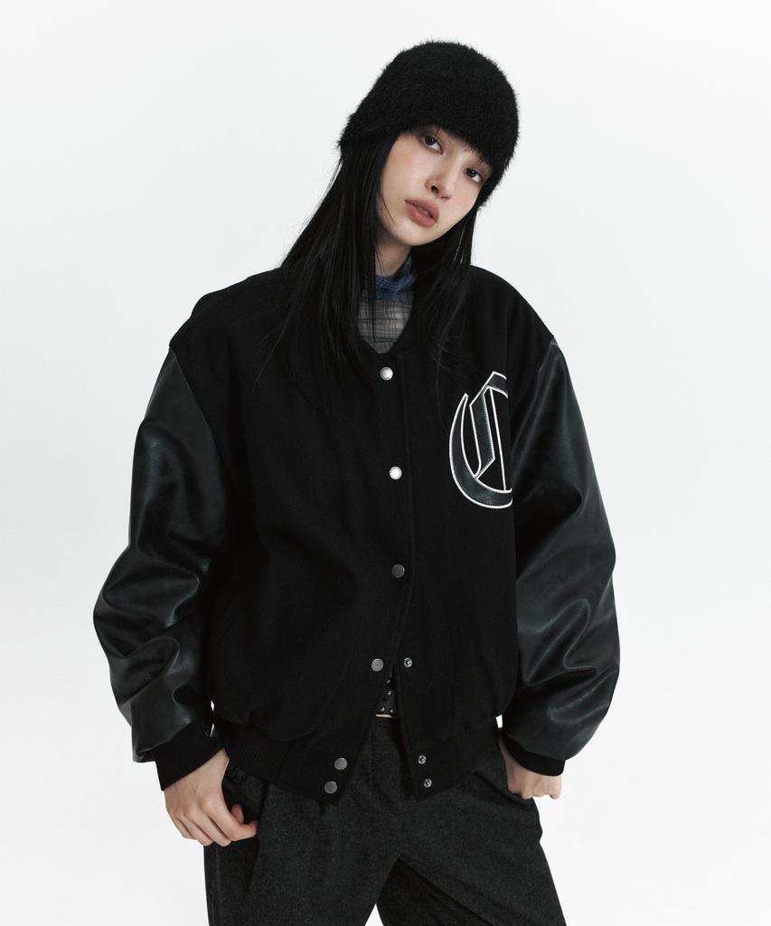 Curetty C Double-Texture C Varsity Jacket_Black