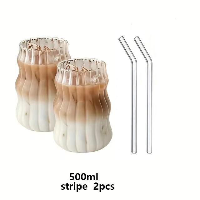 

YWDL 500 мл стеклянные стаканы с трубочкой банка Мейсона прозрачный сок кофе молоко стакан набор коктейльная посуда полосатая пивная кружка подарок