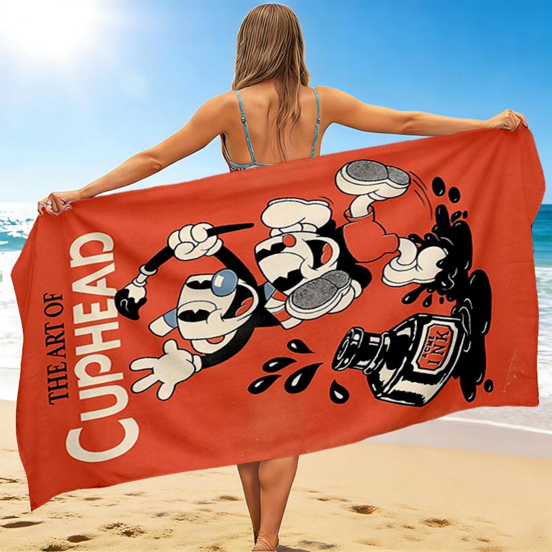 1Pc Cuphead'S Ink Adventure Beach Towel Quick Dry Multiuse For Beach Pool Gym Yoga Home Travel Christmas Halloween Xmas Gift N142