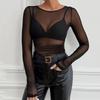 Super-soft Women Top Sheer Mesh Beachwear Transparent T Shirts  Beach