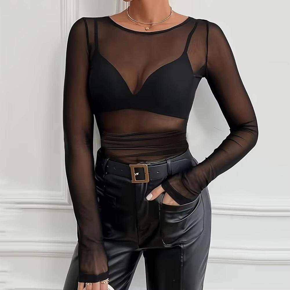 Super-soft Women Top Sheer Mesh Beachwear Transparent T Shirts  Beach