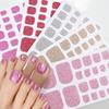 22tips Glitter Toe Nail Stickers Full Cover Nail Wraps Adhesive Toenails Decals for Women DIY Toenails Decals