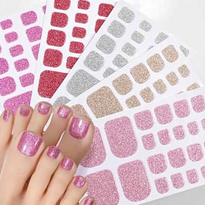 22tips Glitter Toe Nail Stickers Full Cover Nail Wraps Adhesive Toenails Decals for Women DIY Toenails Decals