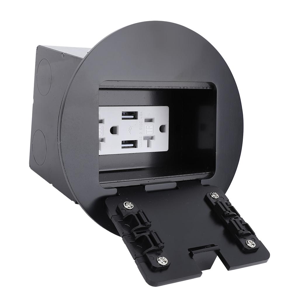 Einbau-Bodensteckdose Wasserdicht Edelstahl Flacher Steckdosensatz 20A 2 3 Löcher 2 USB Rund