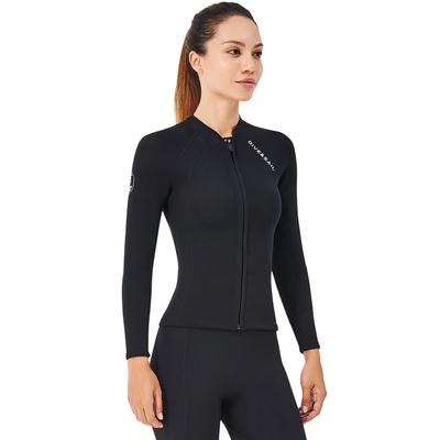2mm Neopren Damen Tauchoberteil mit Frontreißverschluss Neoprenanzug Jacke Langarm Neoprenanzug Oberteil für