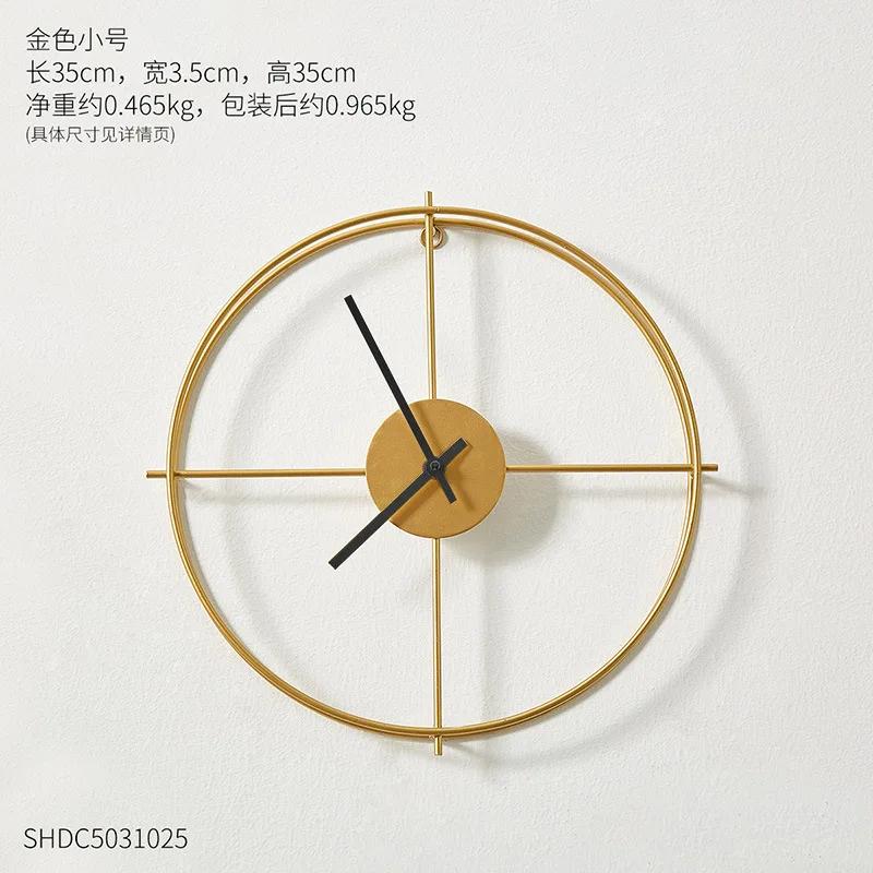 Nordic Black Gold Large Silent Wall Clock Living Room study Office Decoration Mute Metal Wall clock for Hotel Modern Decoration