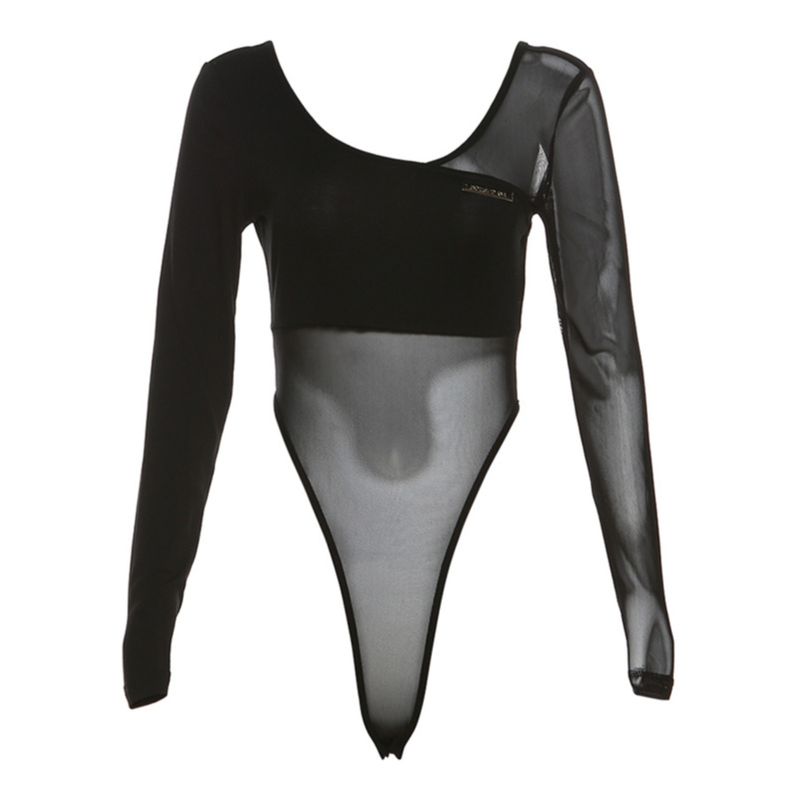 # Sisjuly# Y2g Nightclub Disco High Sense Mesh Patchwork Slim fit Slimming T-shirt Women Sexy Jumpsuit