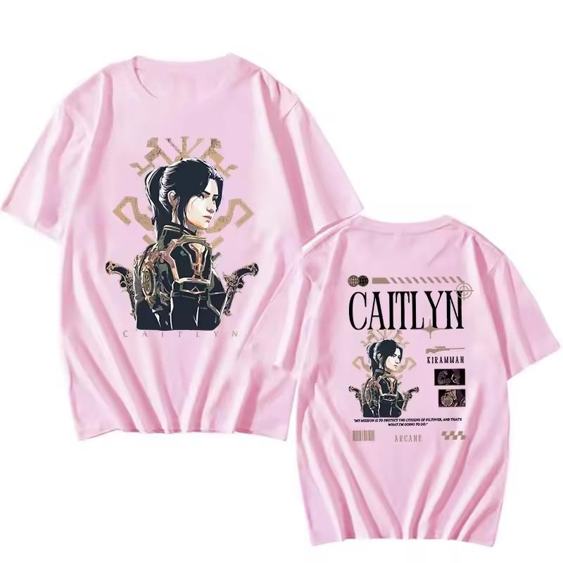 Arcane T shirt Caitlyn Kiramman T-shirts O-Neck Unisex Fashion Fans Short Sleeve Shirts Gift Vintage Streetwear Tops