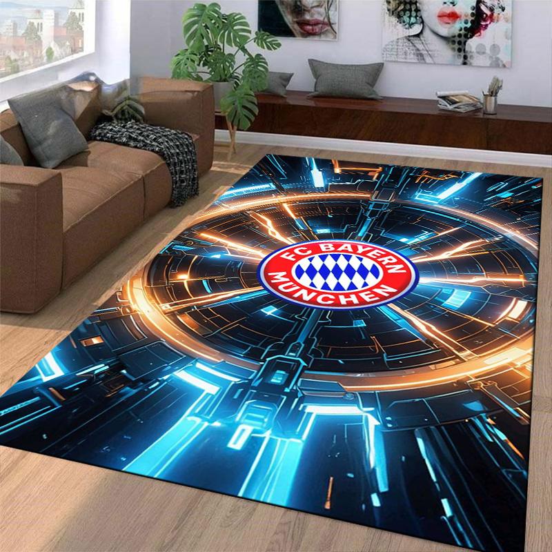 """FC Bayern München Logo Teppich mit futuristischem Neon-Design"" Geeignet für die Verwendung als Anti-Rutsch-Matte für Wohnzimmer, Schlafzimmer, Sofas"""