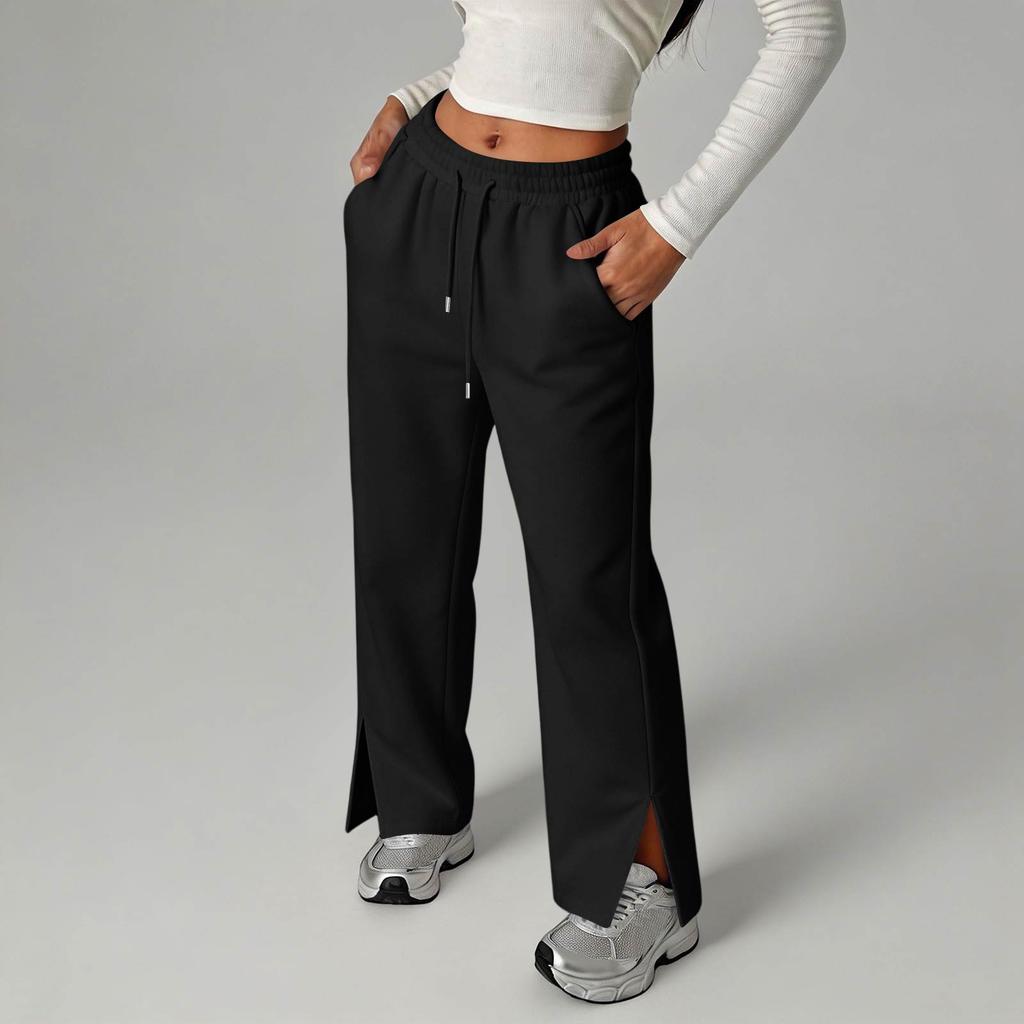 Women's Fashion Casual Wide Leg Sweatpants with Split Hem for Everyday Wear