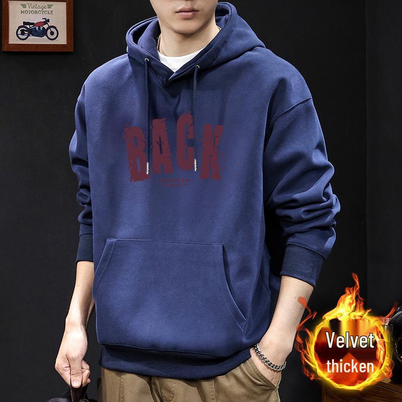 Men's Heavyweight Letter Print Hoodie - Autumn/Winter Thick Casual Jacket for Teens & Adults