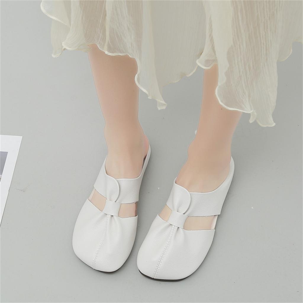 Women Flat Shoes Soft Sole Slip On Casual Open Back Loafers Large Size Comfortable Walking Shoes for Everyday Use