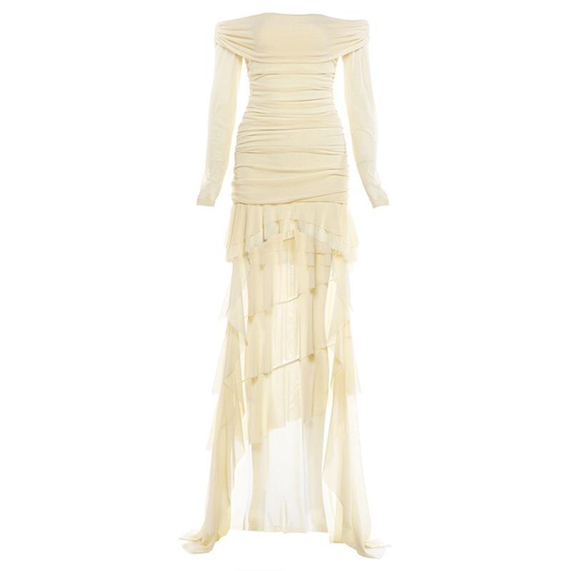 Летнее Новое Платье Женское Сетчатая Вставка Перспективная Неровный Крой Стройное S