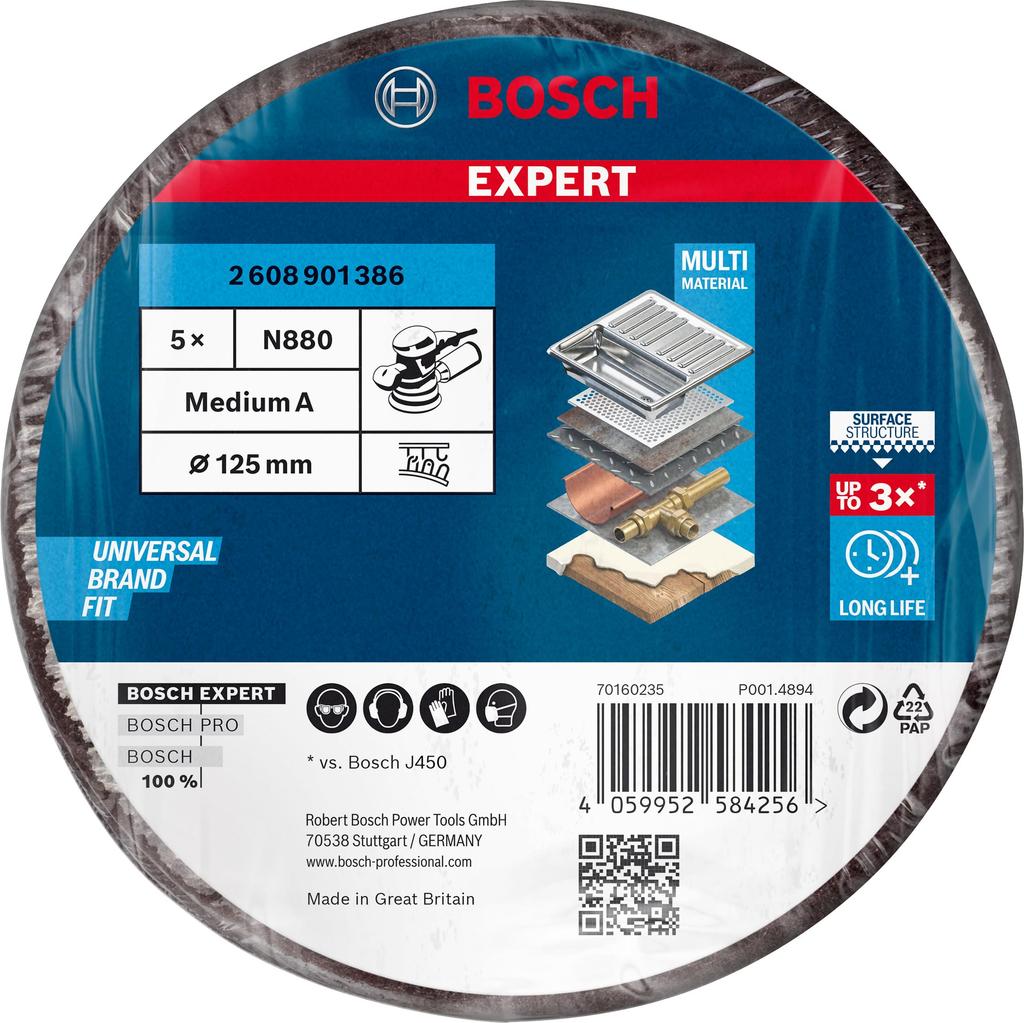 BOSCH Fleece Disc N880 125mm Medium 2608901386